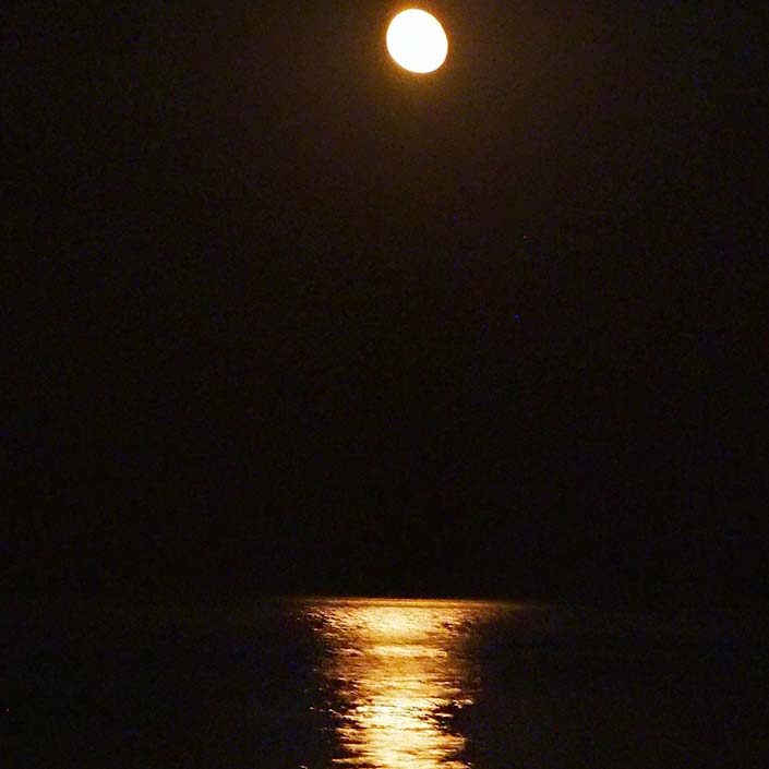 Avante navega. Crucero escuela en Baleares. Fondeado con la luna