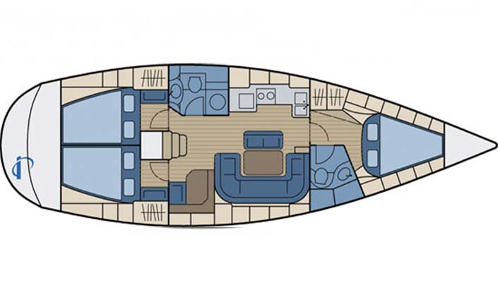 Barco Bavaria 39 Cruiser. Esquema distribucion interior