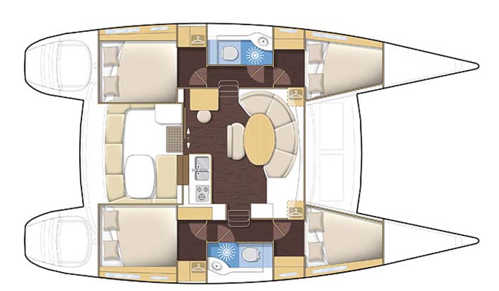 Barco Lagoon 380. Esquema distribucion interior