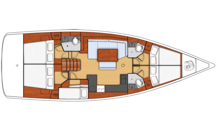 Barco Oceanis. Esquema distribucion interior