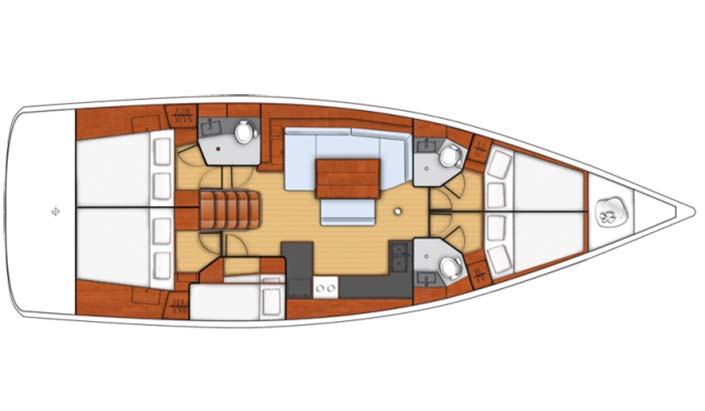 Barco Oceanis.  Esquema distribucion interior