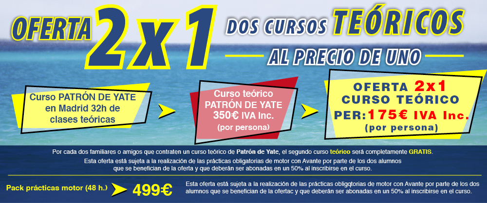 Oferta 2x1 curso presencial Patrón de Yate