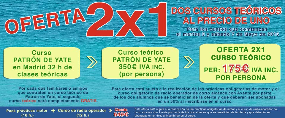 Oferta 2x1 curso presencial Patrón de Yate
